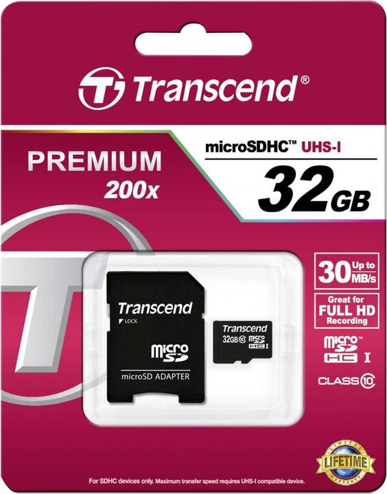 Produktbild Transcend microSDHC Card (32 GB, microSDHC, U1, UHS-I)