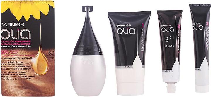 Actual product image Garnier OLIA Coloración Permanente #8.0 Rubio Claro 4 pz (8.0 Light blonde)
