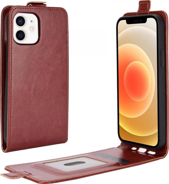 Screenguard iPhone 12 Leder Hülle Ledertasche aufklappbar nach unten (Apple iPhone 12)