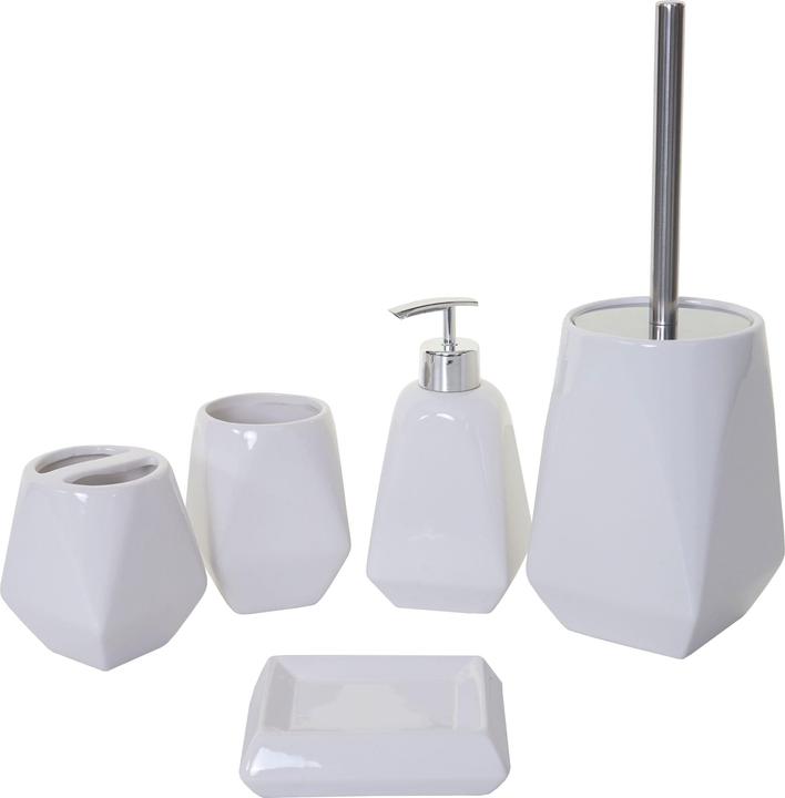 Actual product image Swisshandel24 5-piece bathroom set, WC set Bathroom accessories, ceramic - white 52426