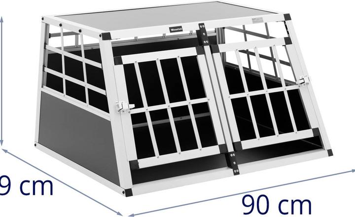 Produktbild Wiesenfield Hundetransportbox Auto Hundebox Aluminium Trapezform 69 x 90 x 50 cm