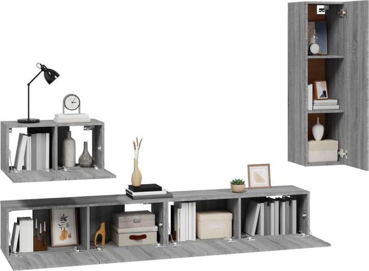 Immagine prodotto VidaXL 4-tlg. TV-Schrank-Set Grau Sonoma Holzwerkstoff,Farbe: Grau (100 x 30 x 30 cm)