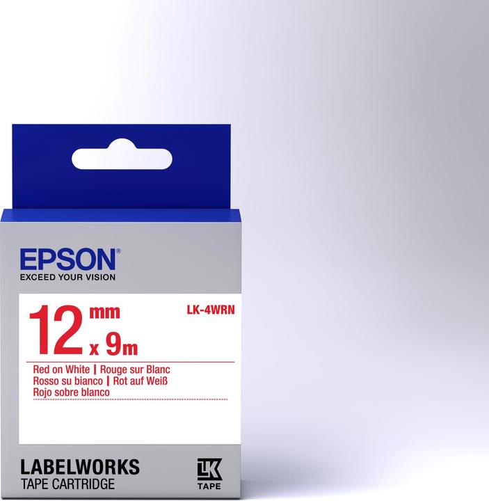 Actual product image Epson Label Cassette Lk-4wrn (1.20 cm, Red)