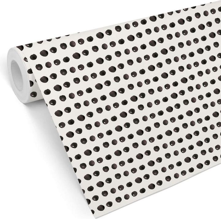 Actual product image Trenddeko Watercolor dots 01 - black and white (1008 x 48 cm)