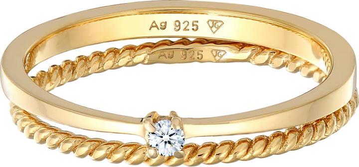 Image du produit Elli DIAMONDS Bague Diamant (0.03 ct.) Cordon Set de 2 bagues 925 Argent (58, Argent 925)