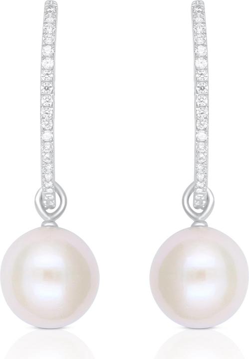 Actual product image Muau Earrings silver 925 freshwater pearl 10.5-11mm zirconia (Silver 925)