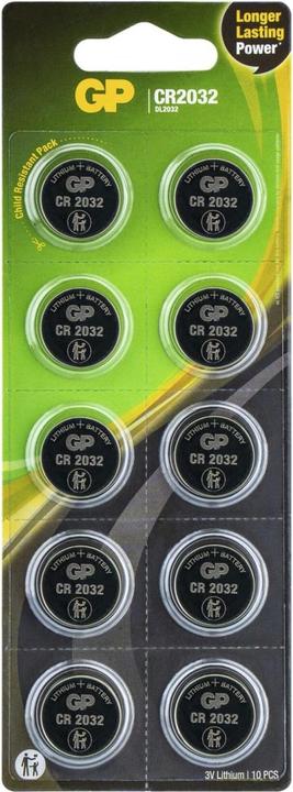 Actual product image GP Batteries Button cell Lithium CR2032, 10pcs. (10 pcs., CR2032, 220 mAh)