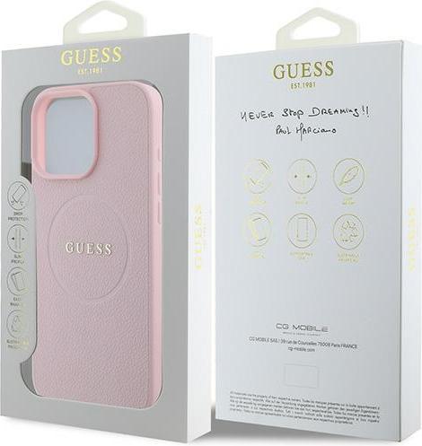 Image du produit Guess GUHMP15XPGHSMMP iPhone 15 Pro Max 6.7" różowy/pink MagSafe PU Grained Gold Ring (Apple iPhone 15 Pro Max)
