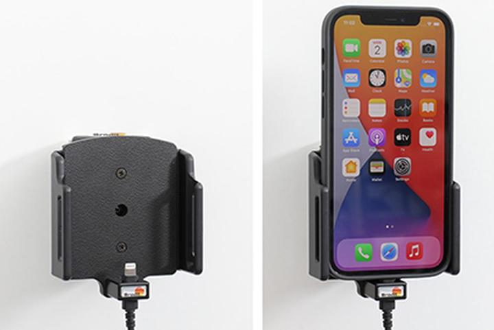 Produktbild Brodit einstellbarer Halter (seitlich) Aktiv USB, 12/24V, für APPLE iPhone 14 Pro, inkl. USB-Ladege