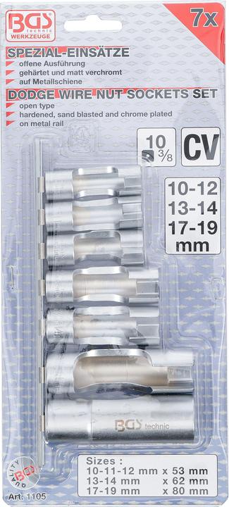 Productafbeelding BGS Speciale dopsleutelinzetstukken (10 mm, 11 mm, 12 mm, 13 mm, 14 mm, 17 mm, 19 mm)