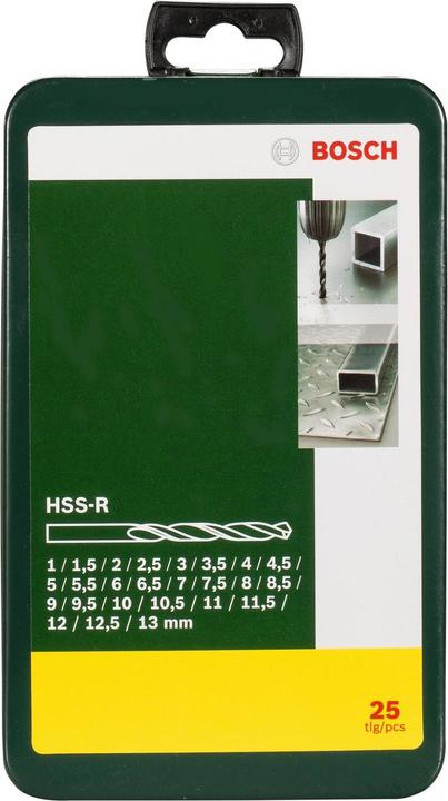 Produktbild Bosch Zubehör Metallbohrer-Set HSS-R, 25-teilig, 1 - 13 mm (1 mm, 1.5 mm, 2 mm, 2.5 mm, 3 mm, 3.5 mm, 4 mm, 4.5 mm, 5 mm, 5.5 mm, 6 mm, 6.5 mm, 7 mm, 7.5 mm, 8 mm, 8.5 mm, 9 mm, 9.5 mm, 10 mm, 10.5 mm, 11 mm, 11.5 mm, 12 mm, 12.5 mm, 13 mm)