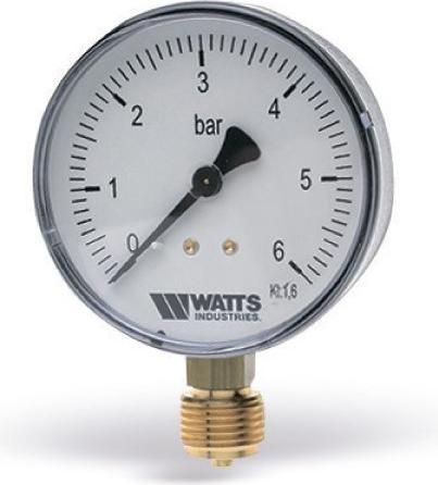 Produktbild Watts Manometer ø63 X 1/4 0-6 Bar Nedadvendt Tilslutning Til Varmeanlaeg