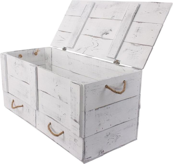 Image du produit Holz Zollhaus Coffre Vintage Shabby blanc, 85 x 42 cm (42 x 85 x 12 cm, 137.51 l)