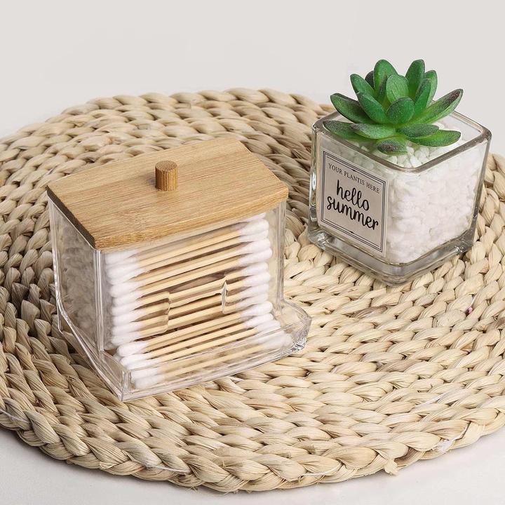 Produktbild PhoneLook Schöner Wattestäbchenhalter / Spender Wattebällchen Aufbewahrer aus & Glas