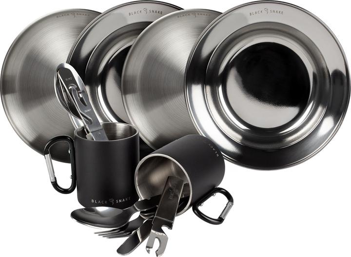 Actual product image Black Snake Stainless Steel Camping Tableware Set