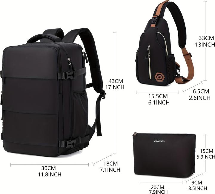 Immagine prodotto PhoneLook Reiserucksack für Laptop 38.1cm Damen mit USB Ladeport Schuhfach verstellbare Träger Blau