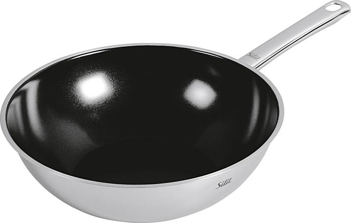 Produktbild Silit Wok Wokpfanne Induktion 28cm Wuhan Edelstahl 18/10 beschichtet (28 cm, Wok Pfanne, Edelstahl)