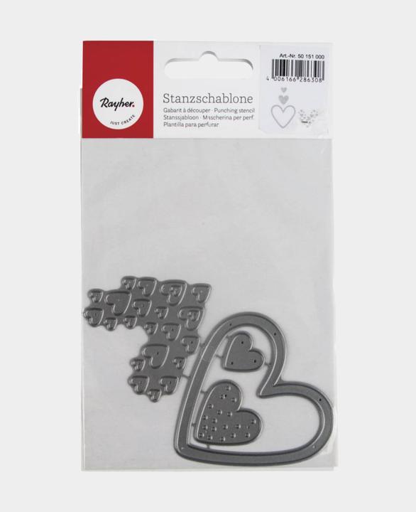 Rayher Punching template set hearts, 0.4 - 6.3 cm x 0.4 - 6 cm, silver, 4 pieces