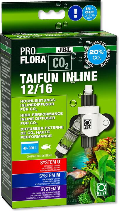 JBL Aquaristik und Terraristik ProFlora CO2 Taifun Inline 12/16 Diffusore diretto ad alte prestazioni