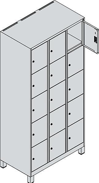 Productafbeelding C+P CP Classic Plus lockerkast lichtgrijs 080010-305 S10009, 15 lockers 90,0 x 50,0 x 195,0