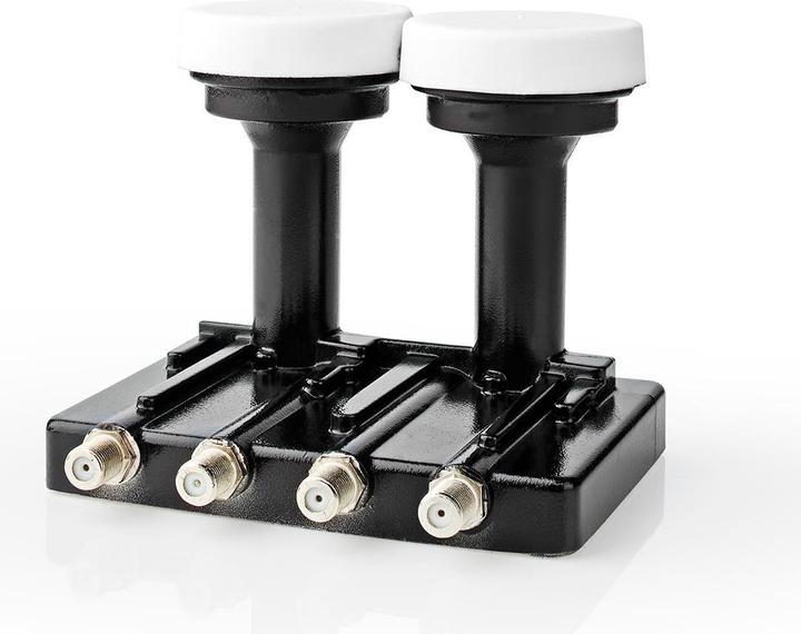 Image du produit Nedis LNB Quad Monoblock 4.3 ° Connecteur de sortie : Connecteur F 4X Gamme de facteur de bruit : 0,85 dB (Quad LNB)
