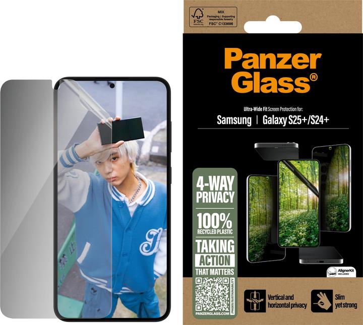 Immagine prodotto PanzerGlass ® ECO MATRIX 4-way privacy screen protector Ultra-wide Fit (1 Pezzo/i, Samsung Galaxy S25+, Samsung Galaxy S24+)