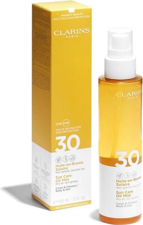 Actual product image Clarins Sun - Huile-en-Brume Solaire Corps & Cheveux SPF30 (Sun cream face, SPF 30, 150 ml, 190 g)