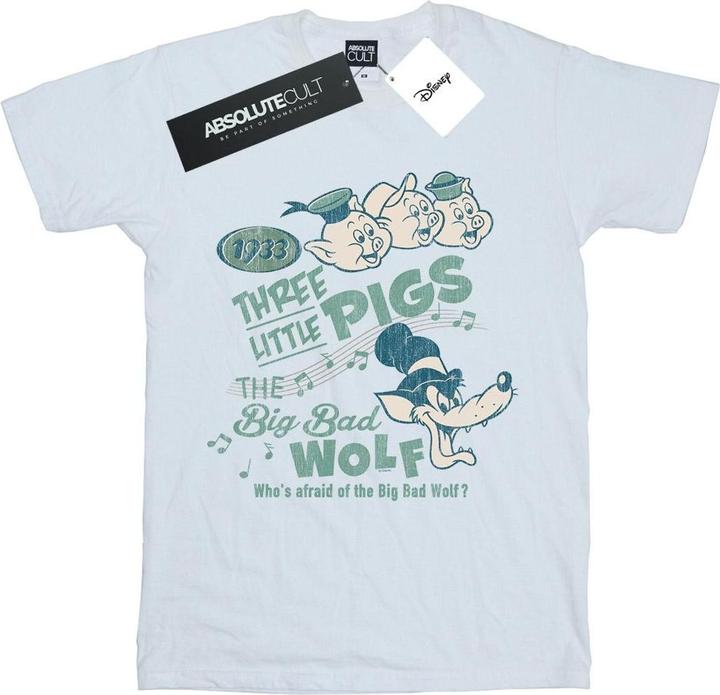 Actual product image Disney Womens/Ladies Three Little Pigs Who's Afraid Of The Big Bad Wolf Cotton Boyfriend T-Shirt (L)