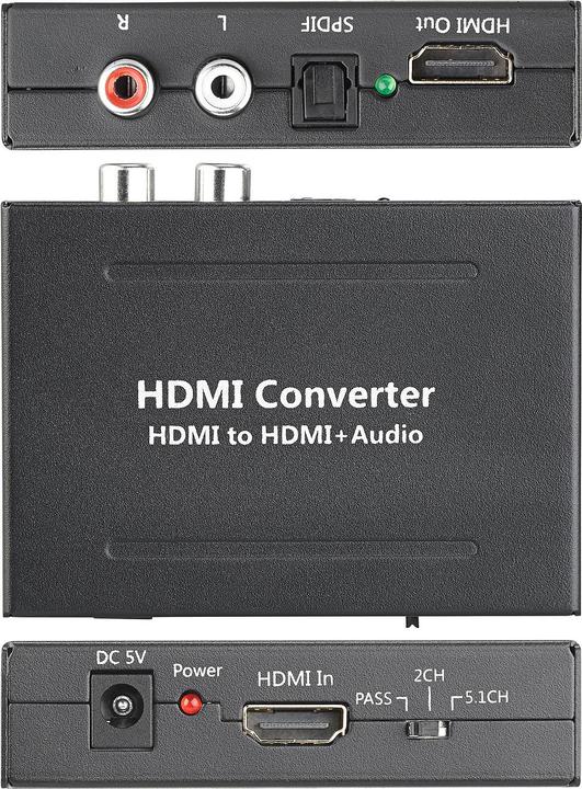 Image du produit Auvisio Convertisseur audio HDMI vers TOSLINK et RCA stéréo (Commutateur vidéo)