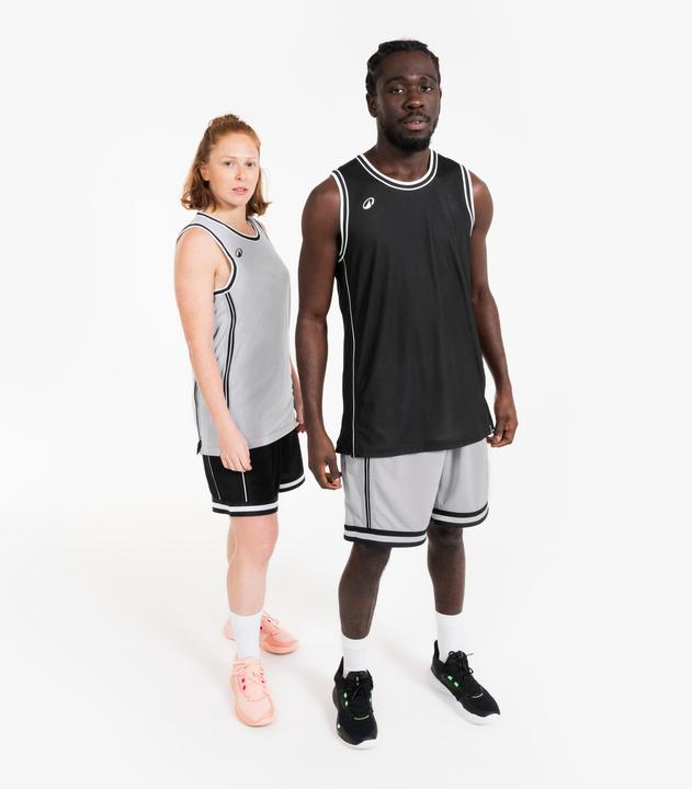 Produktbild Kipsta Damen/Herren Basketball Trikot wendbar leicht - SHR 500 schwarz-weiss (M)