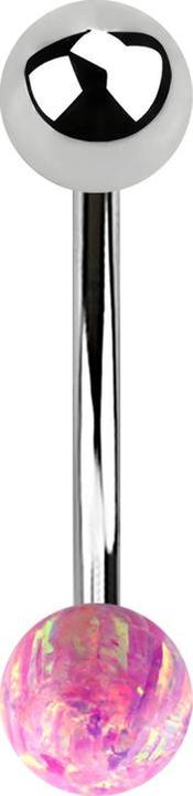 Produktbild Star Piercing Micro Banane silber mit Kugel und Kugel Opal pink (ohne Messing, Chirurgenstahl 316L)