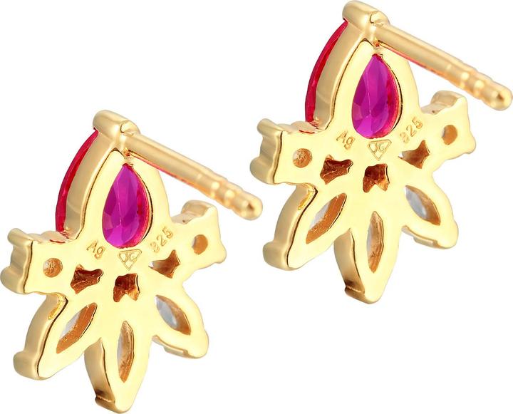 Actual product image Elli Earrings cubic zirconia synthetic ruby 925 silver (925 Sterling silver, Synthetic ruby, Zirconia)