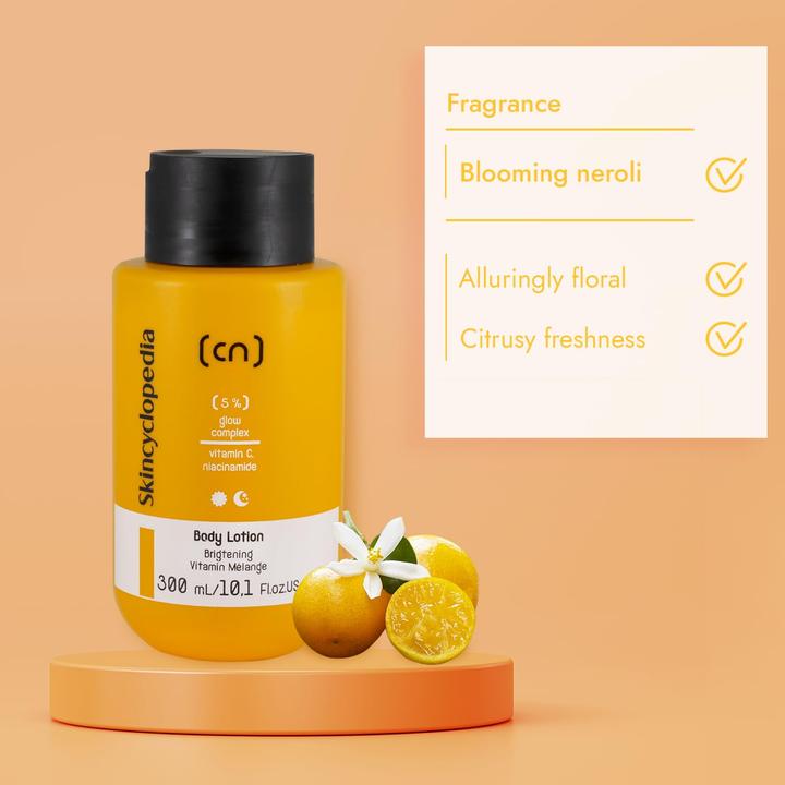 Actual product image Skincyclopedia 5% Vitamin C Body Lotion with Niacinamide, Vitamin E, Shea Butter and Almond Oil 300ml (Body lotion, 300 ml)
