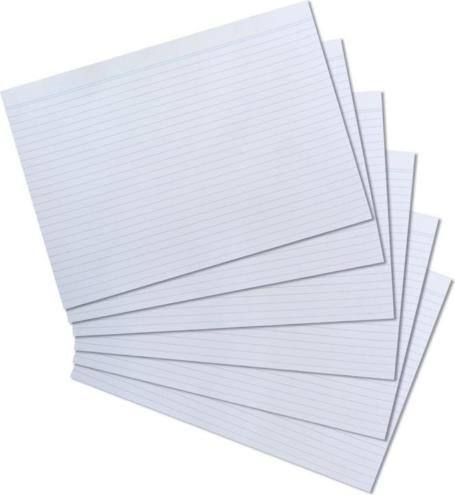 Herlitz Index cards, DIN A4, lined, white made of paper, 170 gsm, woodfree, line colour: blue, double (A4, 170 g/m², 100 x)