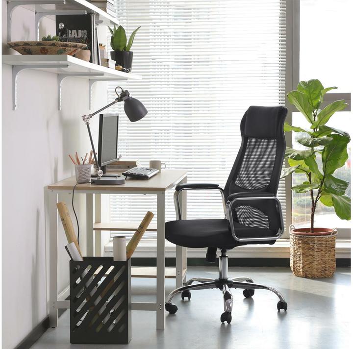 Actual product image Songmics Office chair, OBN33BK faux leather black, chrome frame