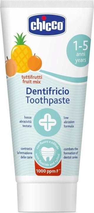 Chicco Zahnpasta Tuttifrutti mit Fluorid 1000ppm 1-5y italienisch Paste (50 ml)