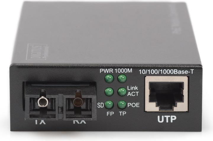 Actual product image Digitus PoE Media Converter Singlemode 10/100/1000Base-T to 1000Base-LX Incl. PSU 30W SC connector Up to... (Media converter)