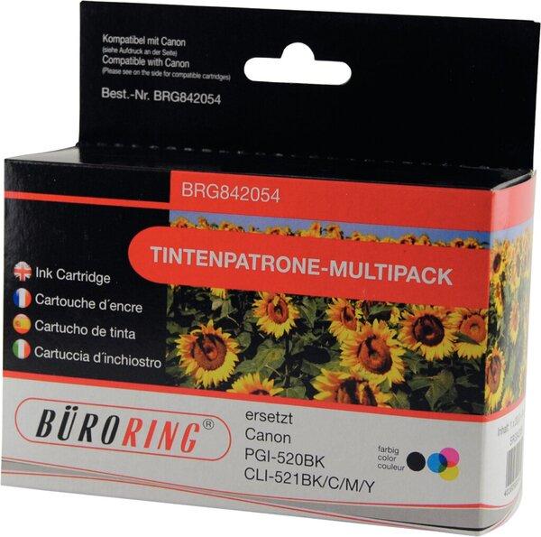 Actual product image Büroring Multipack ink cartridges, replaces Canon PGI-520BK/CLI-521BK/C/M/Y, 1 x 20 ml, 1 x 9 ml, 3 x 10 ml,