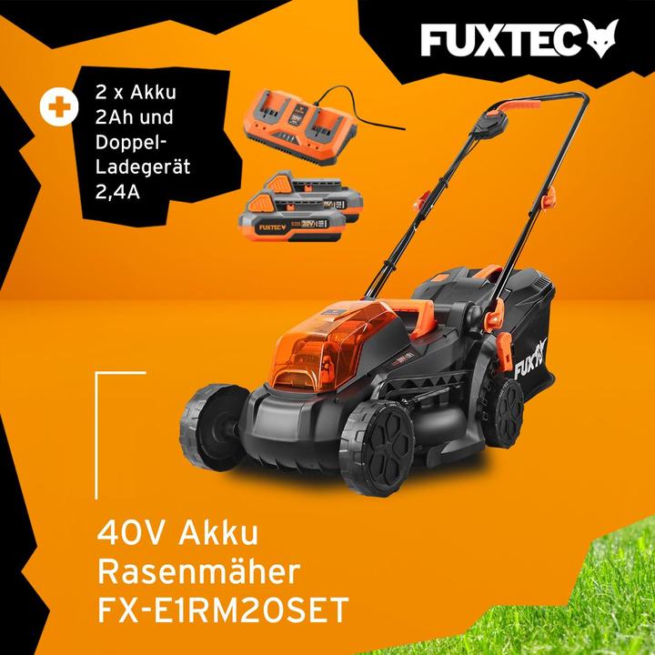 Image du produit Fuxtec Tondeuse à gazon sans fil 40V FX-E1RM20 SET avec 2 x batterie 2Ah, double chargeur 2,4A (Fonctionnement sur batterie)