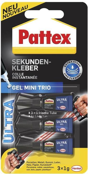 Produktbild Pattex Sekundenkleber Ultra Gel Mini Trio (1 g)
