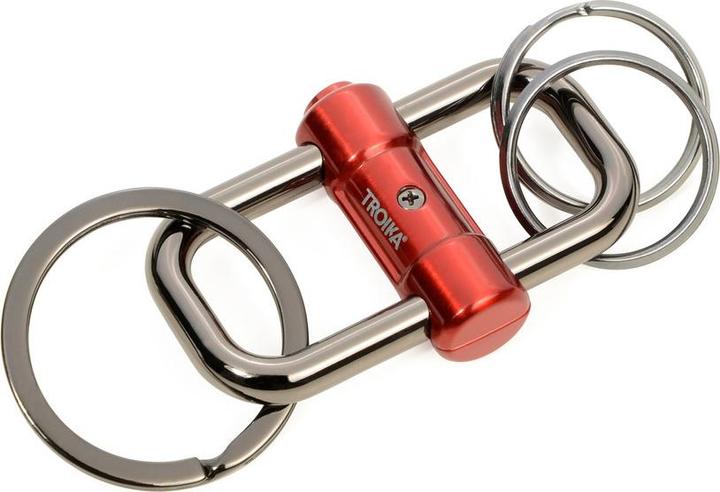 Image du produit Troika 2-WAY KEY Porte-clés avec 3 anneaux et fermeture coulissante, rouge/noir chromé