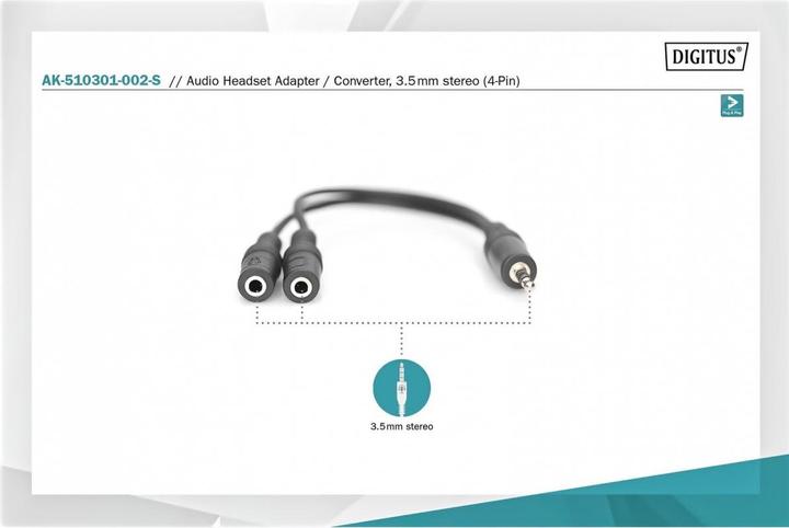 Image du produit Digitus Câble adaptateur pour casque d'écoute TRRS (Adaptateur de casque)