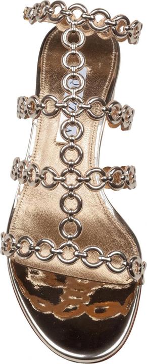 Actual product image Aquazzura Aquazzurra infinity chain ​​35 sandal in mirrored leather, gold color (40)