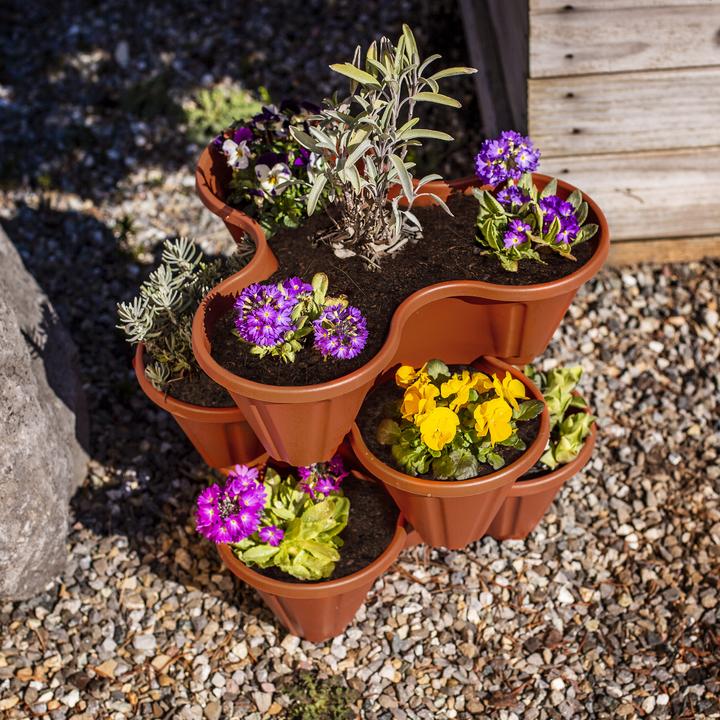 Produktbild UPP Pflanztöpfe, Pflanzturm, stapelbar, Terrakotta, 3er-Set (12 cm)
