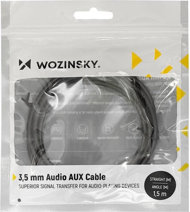 Produktbild Wozinsky AUX cable angled (male-male) mini jack cable 2 m black (2 m)