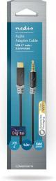 Produktbild Nedis USB-C™ Adapter | USB 2.0 | USB-C™ Stecker | 3.5 mm Stecker | 1.00 m | Rund | Vergoldet | PVC | (1 m, USB)