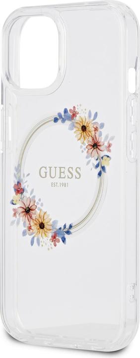 Image du produit Guess GUHMP15SHFWFCT iPhone 15 / 14 / 13 6.1" étui rigide transparent IML Flowers Wreatch MagSafe (Apple iPhone 15)
