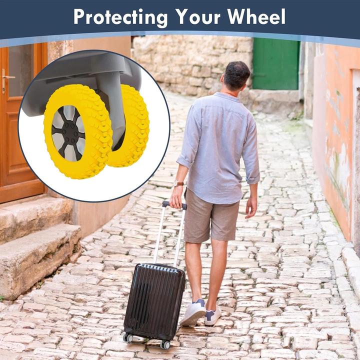 Actual product image Swissdetector Suitcase tire cover - Silent - 8 Pcs - Yellow (Luggage scale)