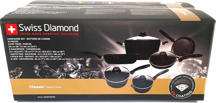 Actual product image Swiss Diamond 10-piece pan set CLASSIC XD Black (28 cm, Pan set + pot set, Aluminium)