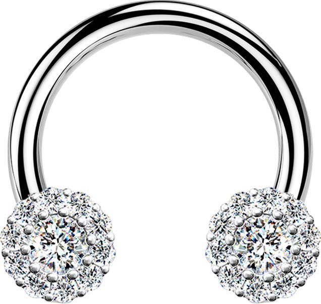 Produktbild Star Piercing Micro Circular Barbell silber Gänseblümchen Kristall silber (Chirurgenstahl 316L, Messing)
